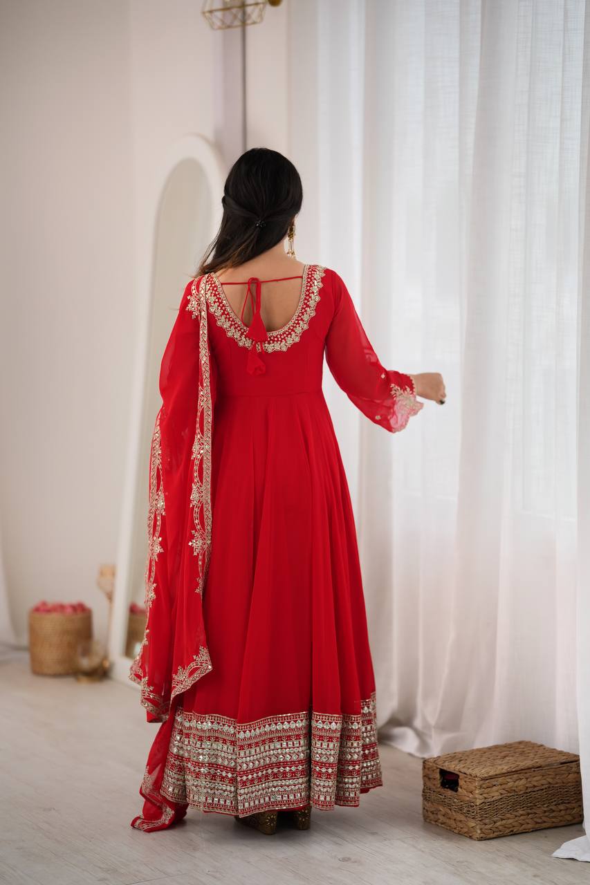 Royal Crimson Charm Embellished Anarkali Collection