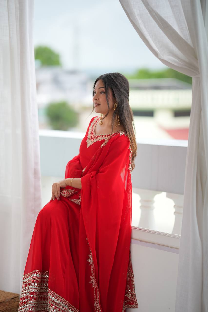 Royal Crimson Charm Embellished Anarkali Collection