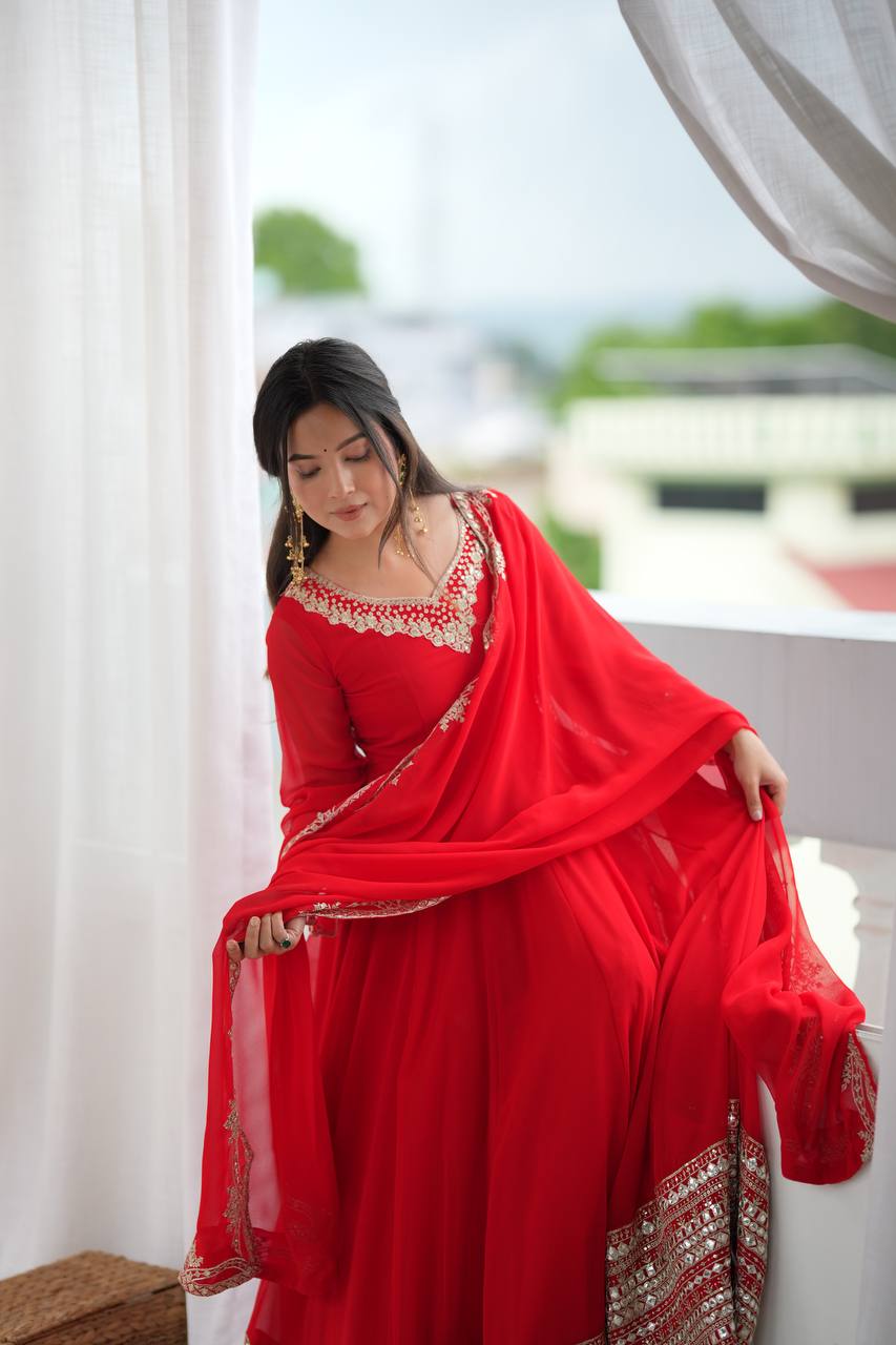 Royal Crimson Charm Embellished Anarkali Collection