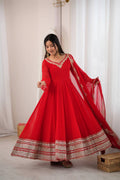 Royal Crimson Charm Embellished Anarkali Collection