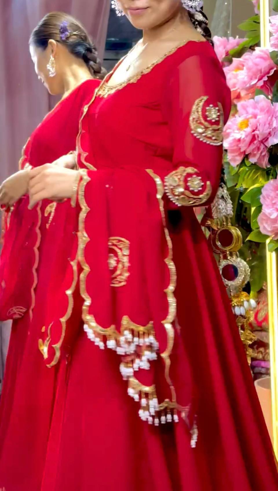 Crimson Charm Stunning Embroidered Georgette Ensemble