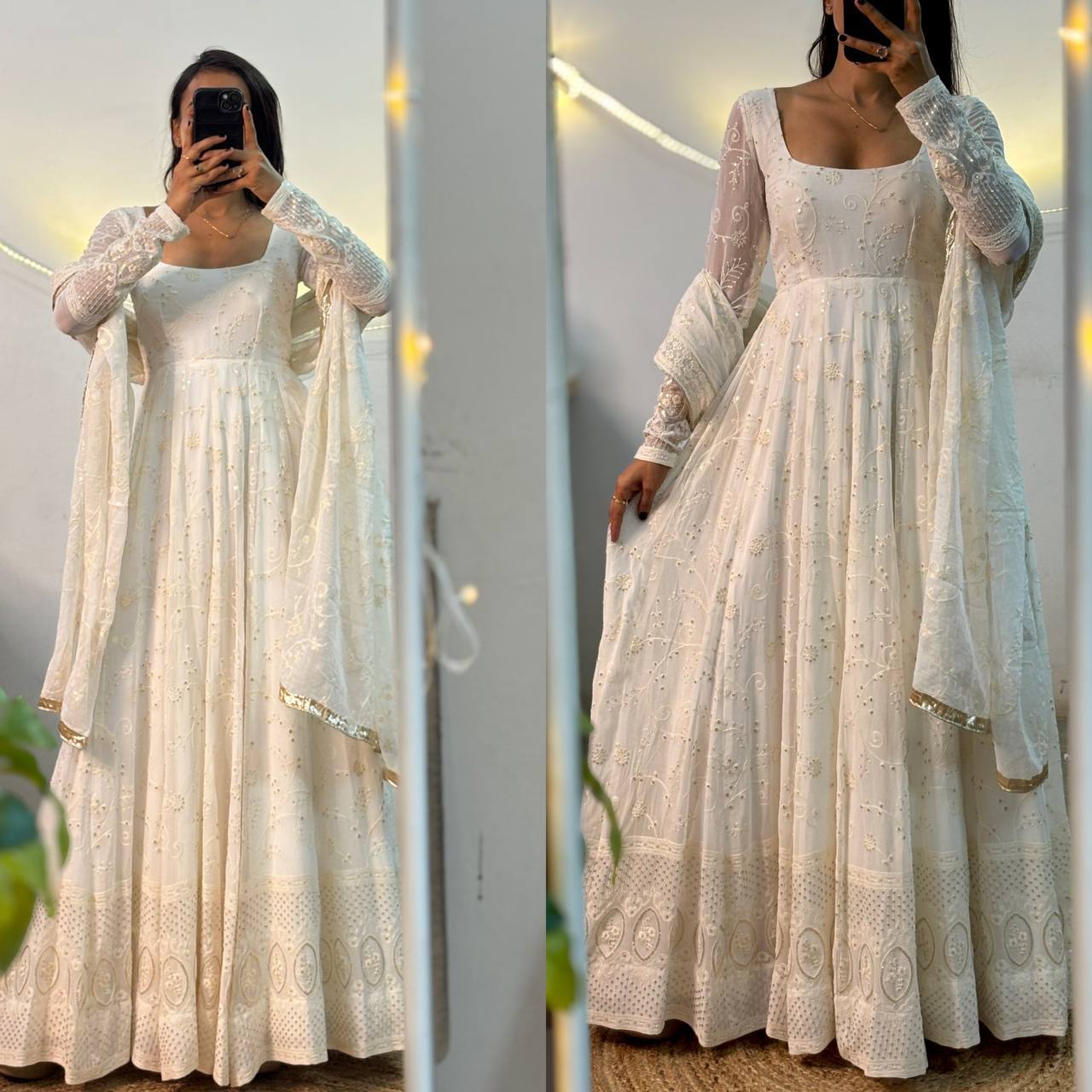 Celestial Charm White Dress Selfie Delight