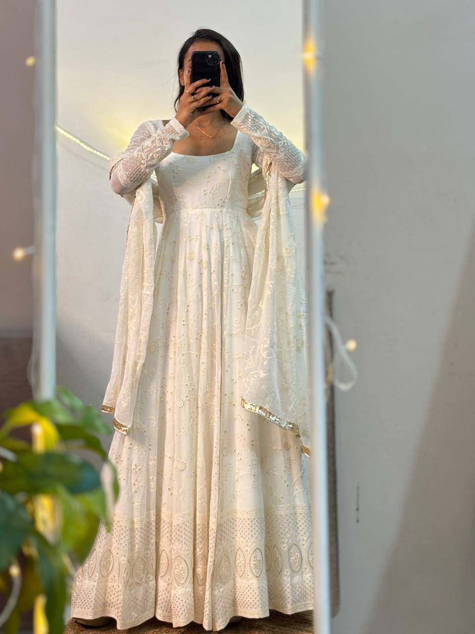 Celestial Charm White Dress Selfie Delight