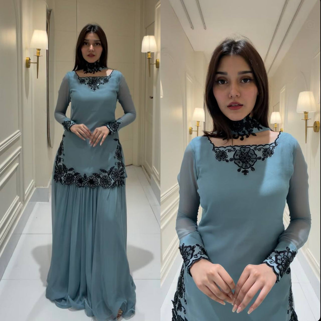 Elegant Powder Blue Sharara Suit