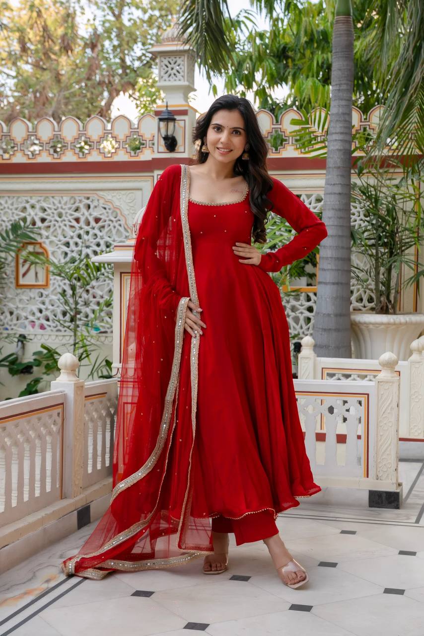 Classic Red Anarkali Effortless Charm for Every Occasion