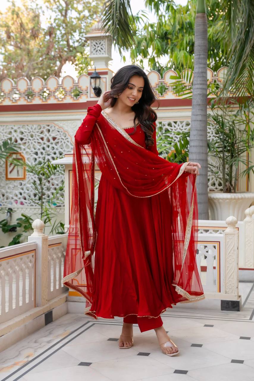 Classic Red Anarkali Effortless Charm for Every Occasion