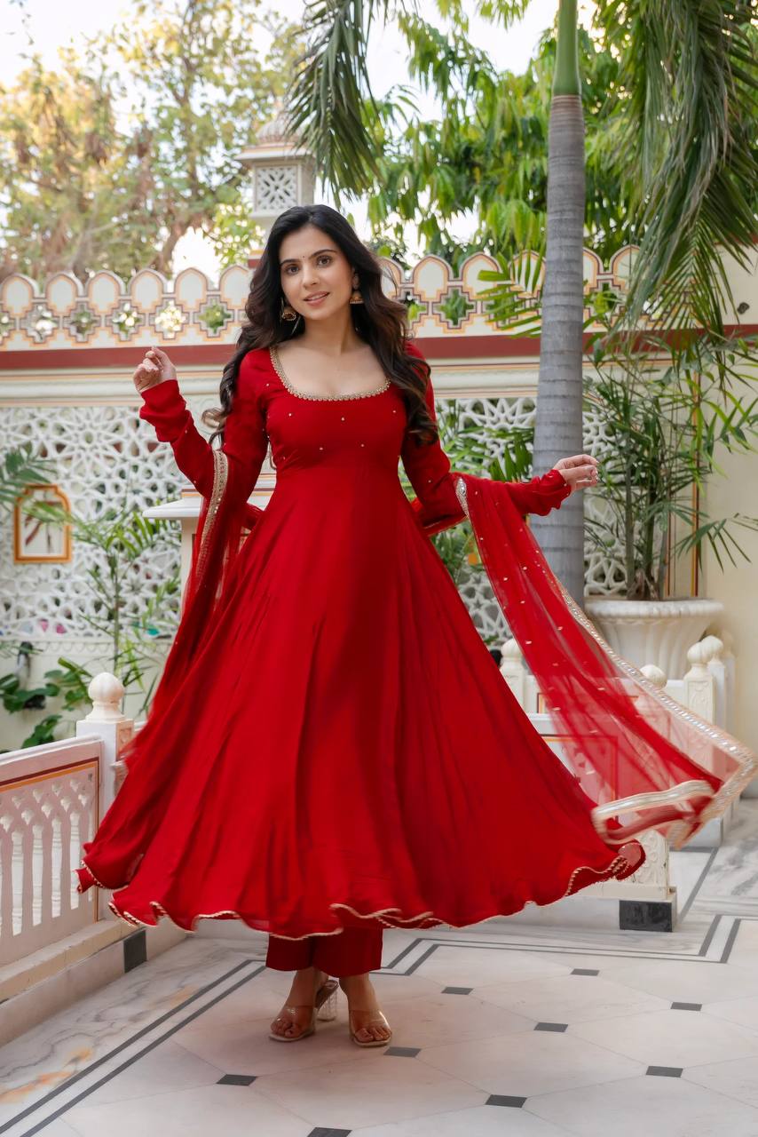 Classic Red Anarkali Effortless Charm for Every Occasion