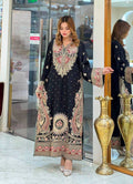 Opulent Black Gold Embroidered Dress Style