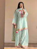 Lvory Pink Heart Work Suit with Dupatta Set