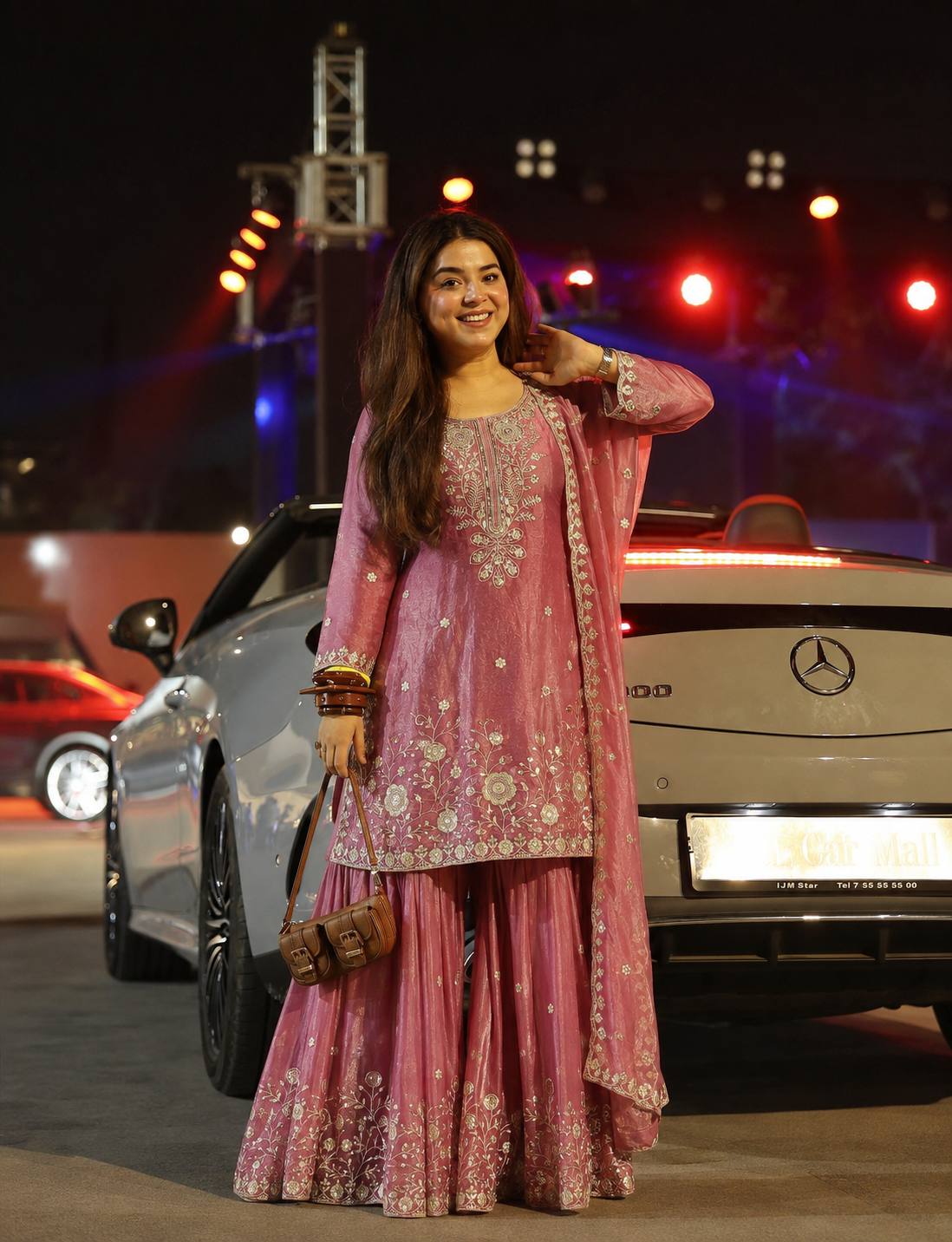 Vibrant Pink Plazzo Suit For Festive Celebrations