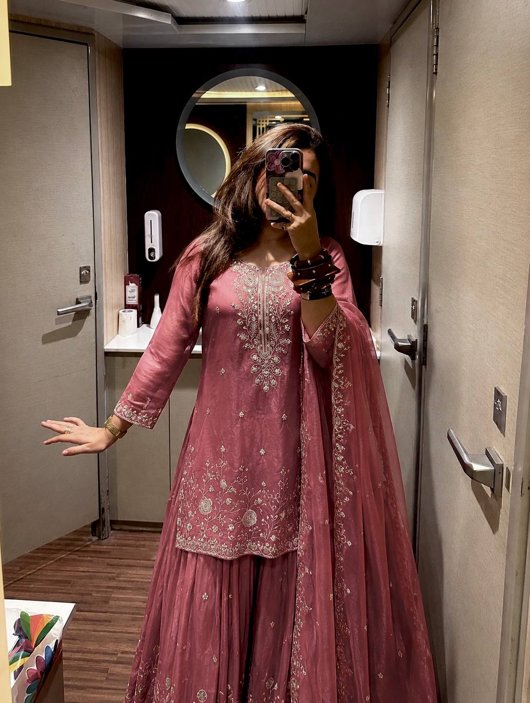 Vibrant Pink Plazzo Suit For Festive Celebrations