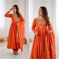 Stunning Orange Anarkali Embroidered Grace Redefined
