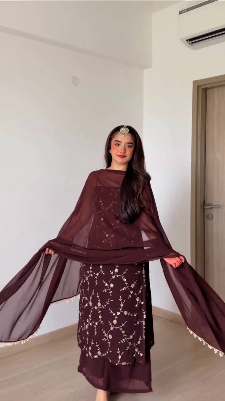 Opulent Brown Dress with Golden Detailing
