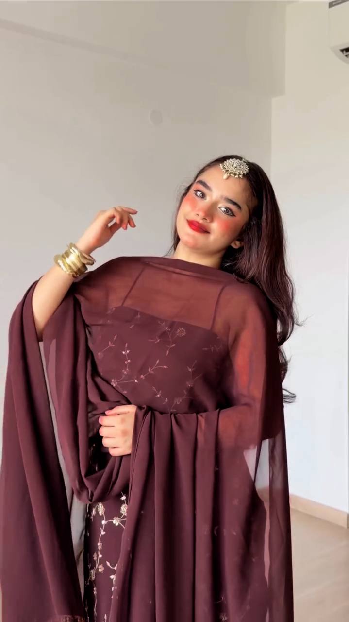 Opulent Brown Dress with Golden Detailing