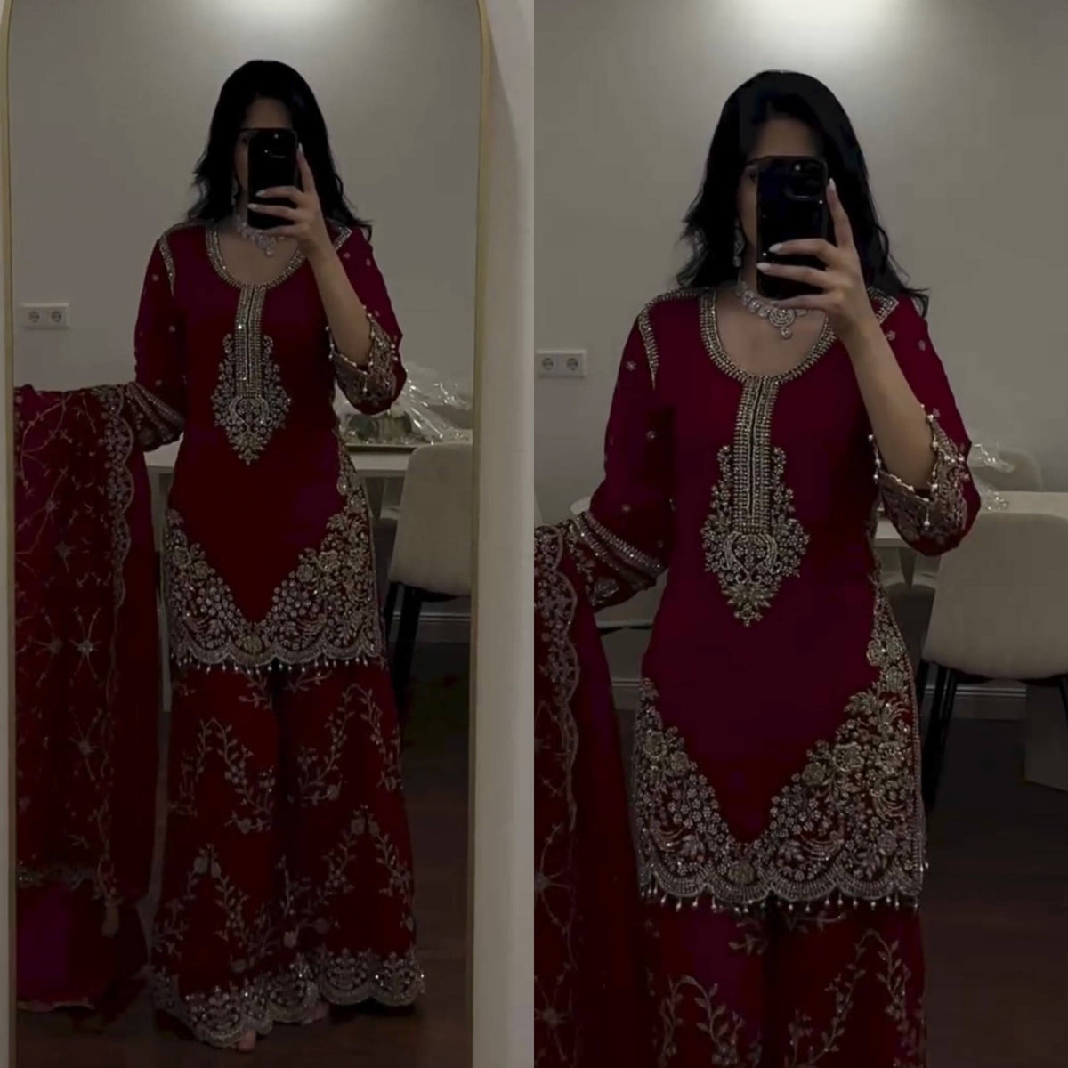 Captivating Confidence Red Dress Selfie Delight