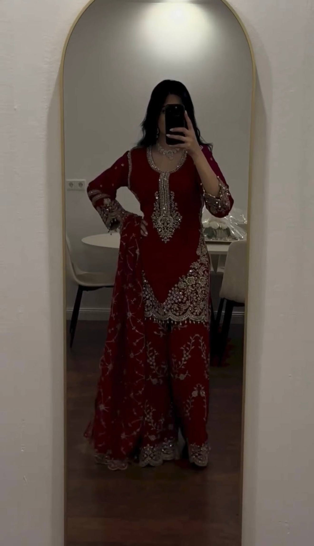 Captivating Confidence Red Dress Selfie Delight