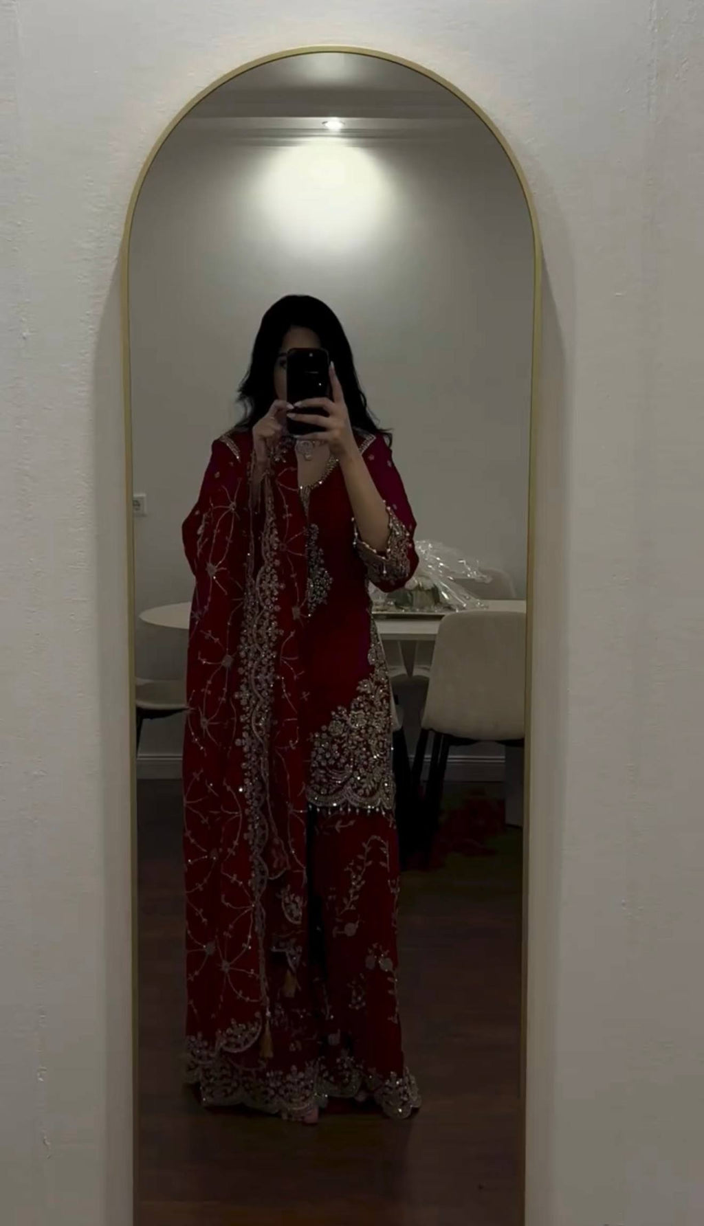 Captivating Confidence Red Dress Selfie Delight