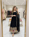 Regal Charm Black Embroidered Anarkali
