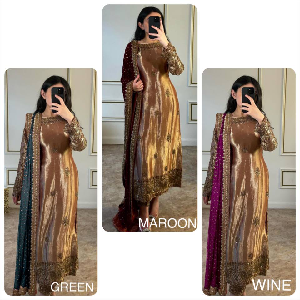 Glamorous metallic embroidered ethnic partywear ensemble