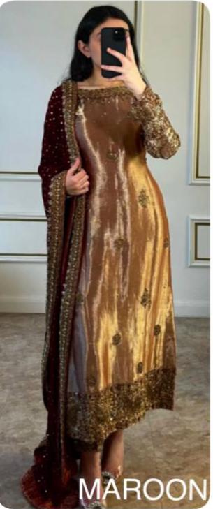 Glamorous metallic embroidered ethnic partywear ensemble