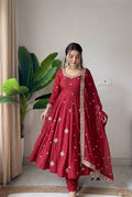 Stunning Red Anarkali Suit with Embroidery