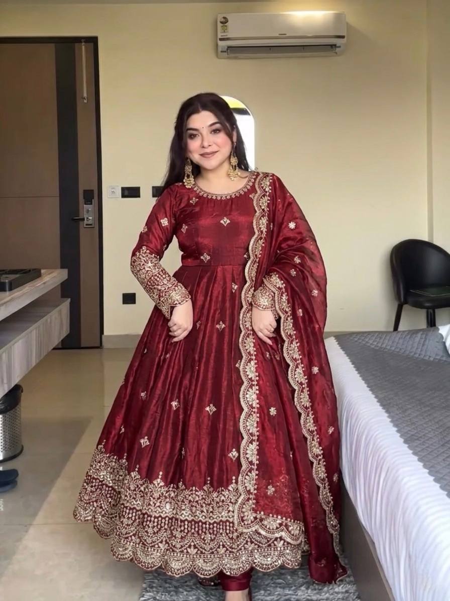 Graceful Maroon Anarkali Outfit for Fashion Lovers