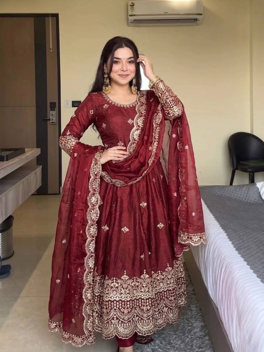 Graceful Maroon Anarkali Outfit for Fashion Lovers