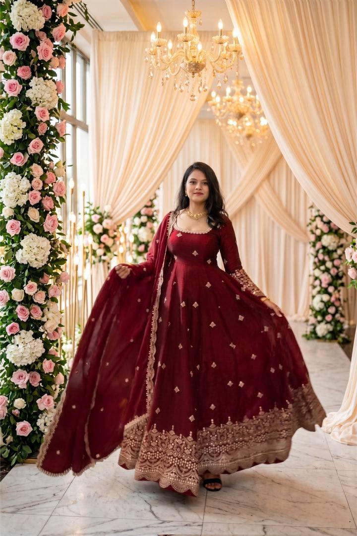Graceful Maroon Anarkali Outfit for Fashion Lovers