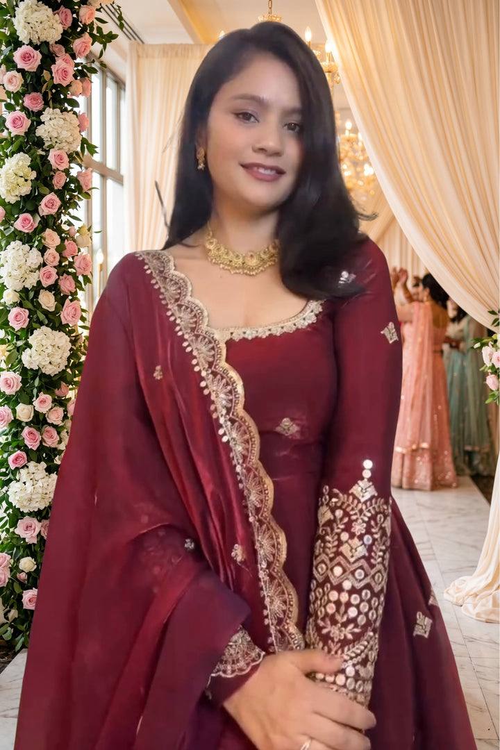 Graceful Maroon Anarkali Outfit for Fashion Lovers