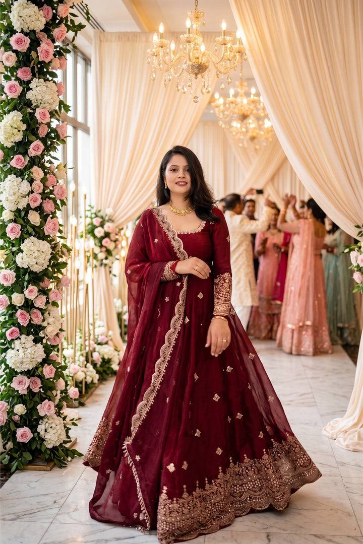 Graceful Maroon Anarkali Outfit for Fashion Lovers