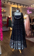 Classic Neavy Blue Print Muslin Cotton Anarkali Set