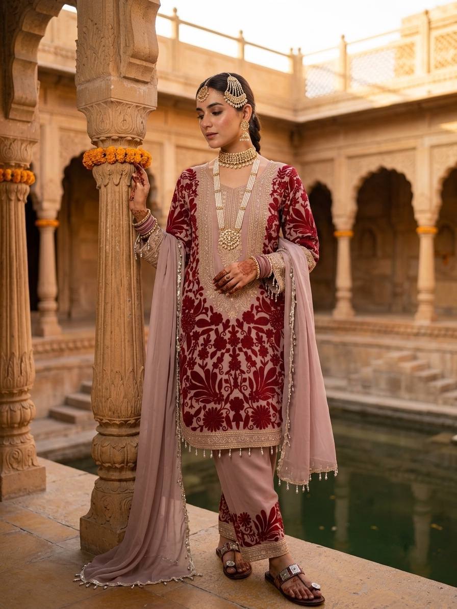 Elegant Pink Embroidered Salwar Suit Collection