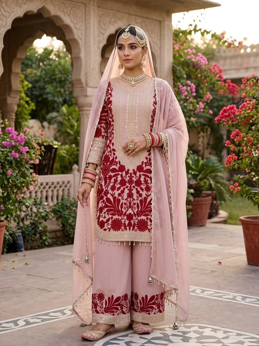 Elegant Pink Embroidered Salwar Suit Collection