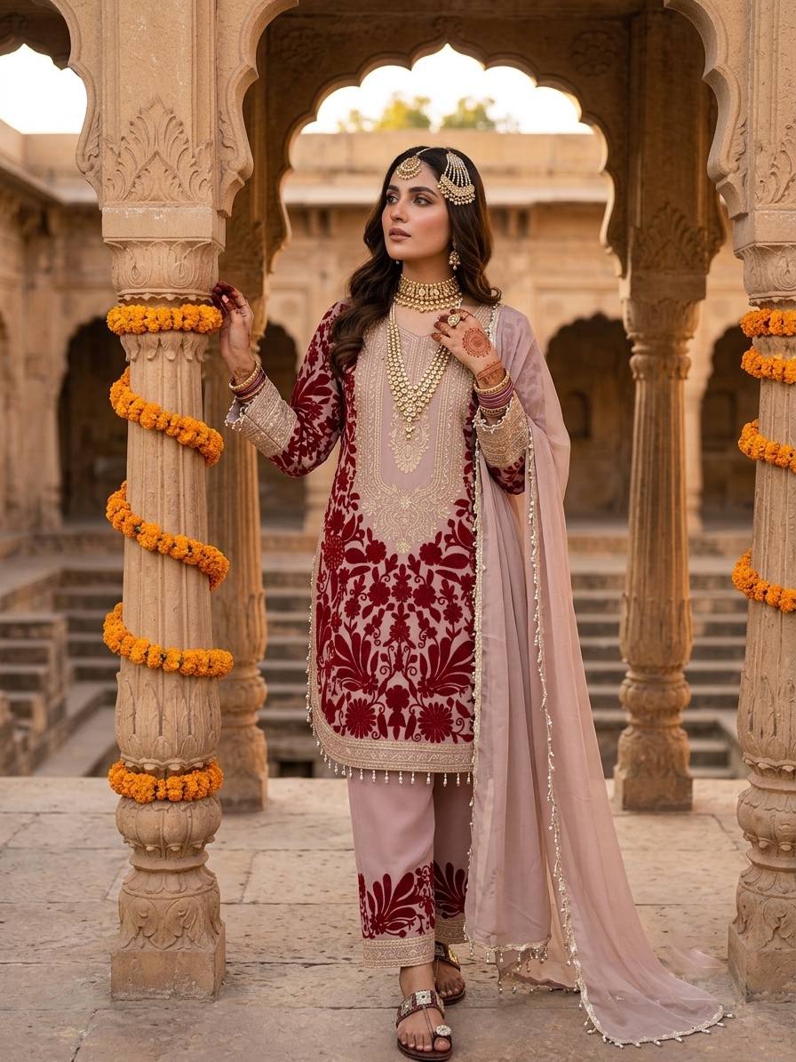 Elegant Pink Embroidered Salwar Suit Collection