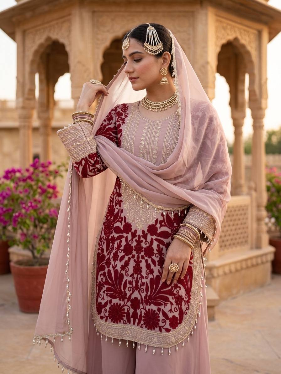 Elegant Pink Embroidered Salwar Suit Collection