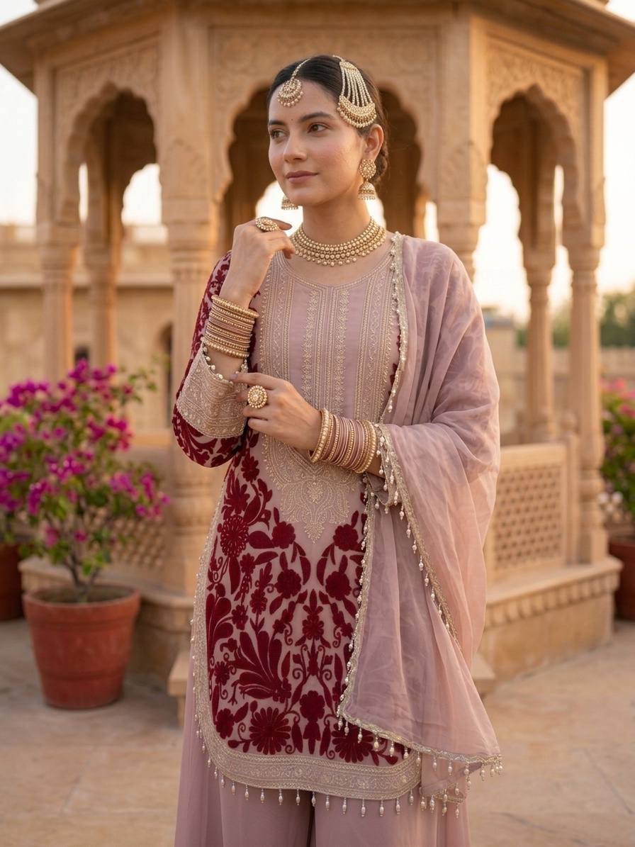 Elegant Pink Embroidered Salwar Suit Collection