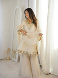 Elegant mirror work traditional sharara suit outfit