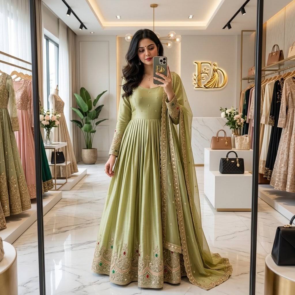 Graceful Green Anarkali Suit for Special Occasions