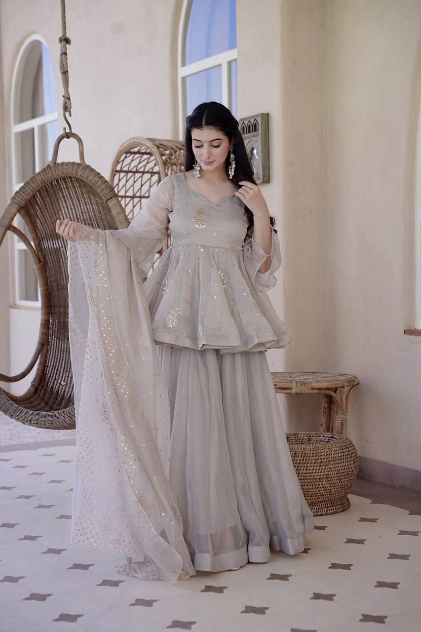 Traditional Peplum Kurti Lehenga With Dupatta