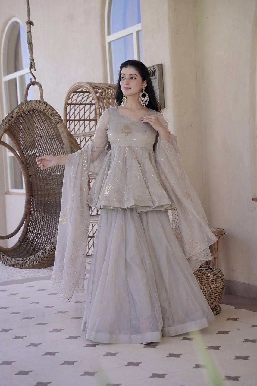 Traditional Peplum Kurti Lehenga With Dupatta