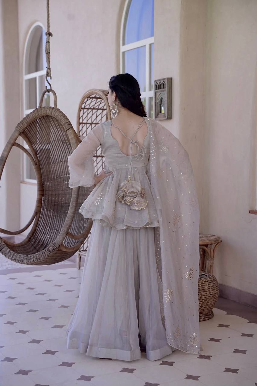 Traditional Peplum Kurti Lehenga With Dupatta
