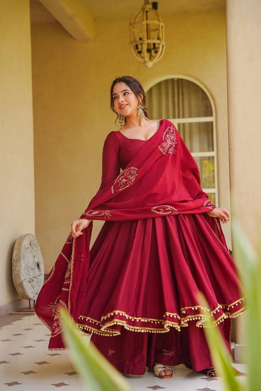 Elegant Embroidered Anarkali Suit Set