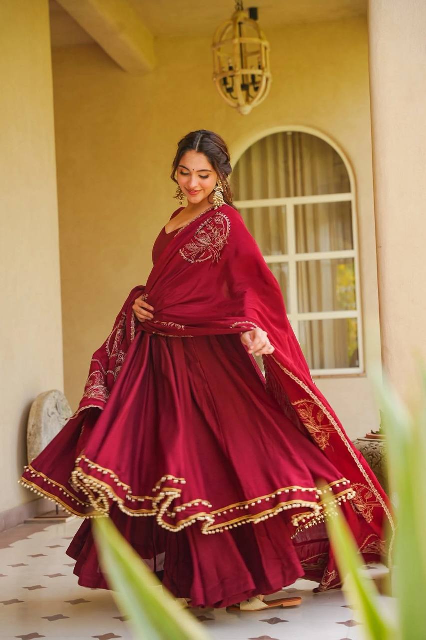Elegant Embroidered Anarkali Suit Set