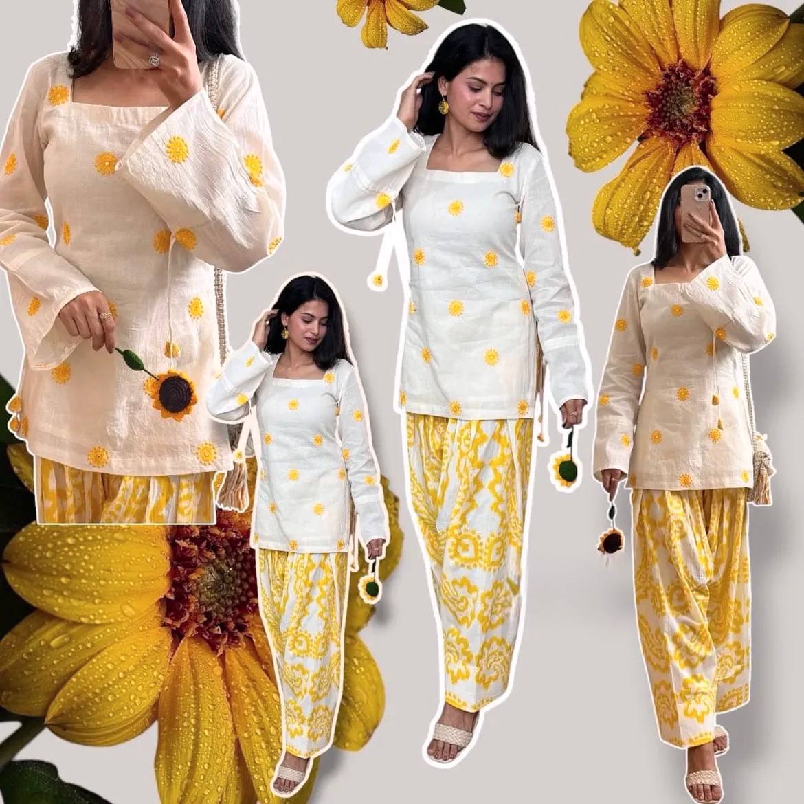 Floral Print Short Kurta Salwar Set