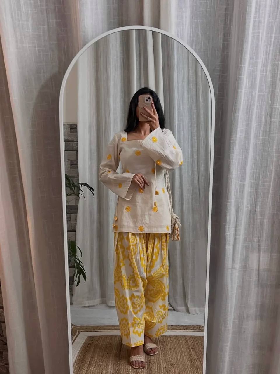 Floral Print Short Kurta Salwar Set