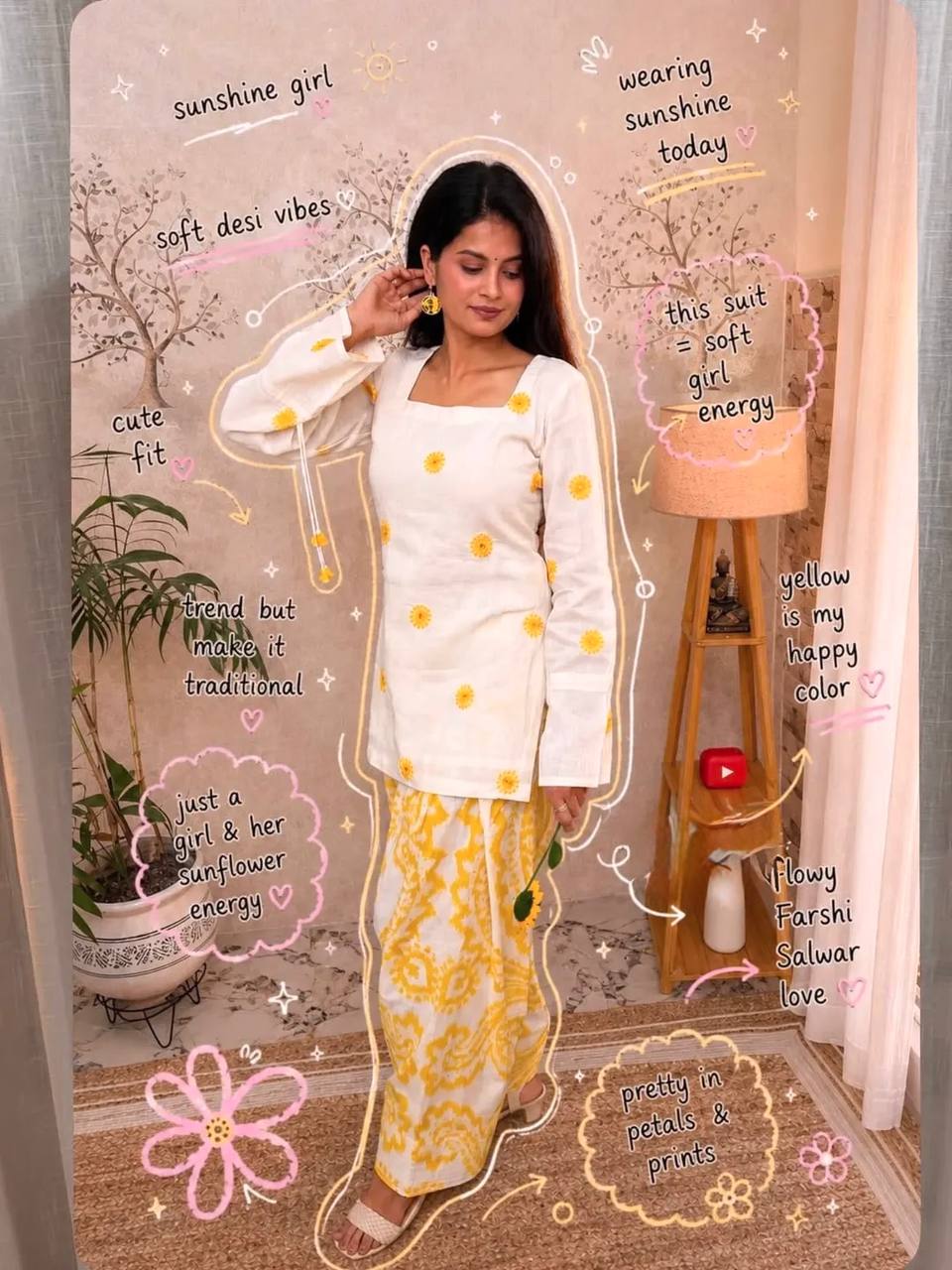 Floral Print Short Kurta Salwar Set