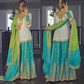 White and Sky Special Presenting New Top Sharara Plazzo Suit Set