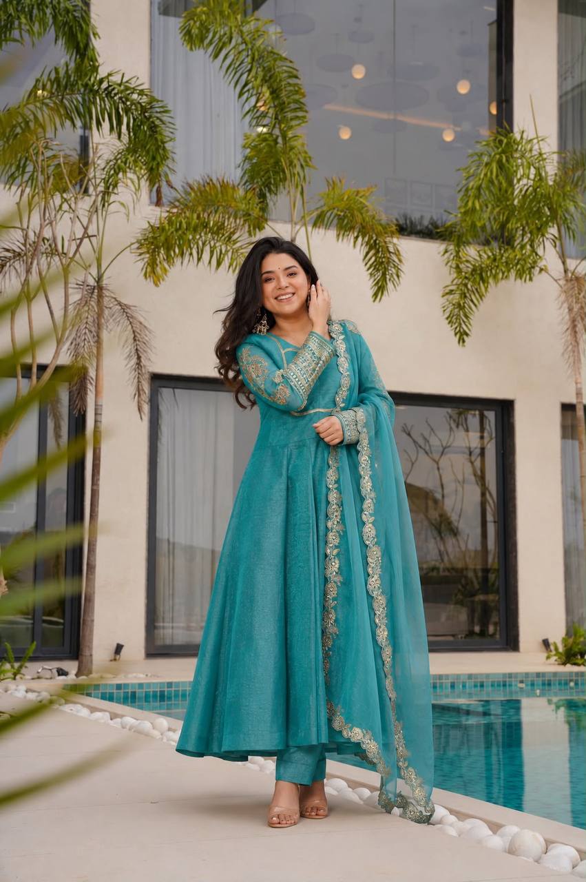 Embroidered Ethnic Anarkali Suit Set