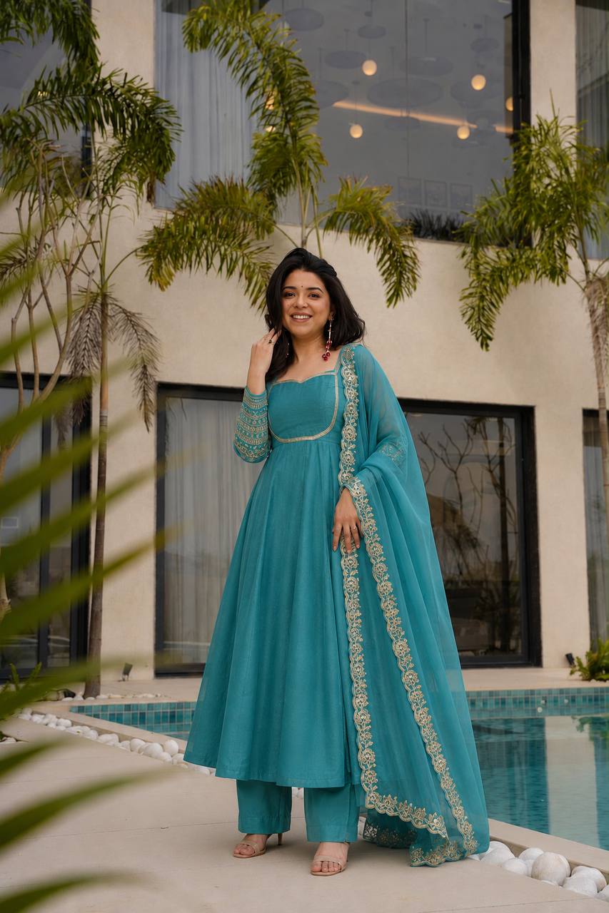 Embroidered Ethnic Anarkali Suit Set