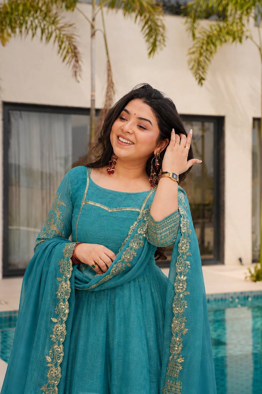 Embroidered Ethnic Anarkali Suit Set